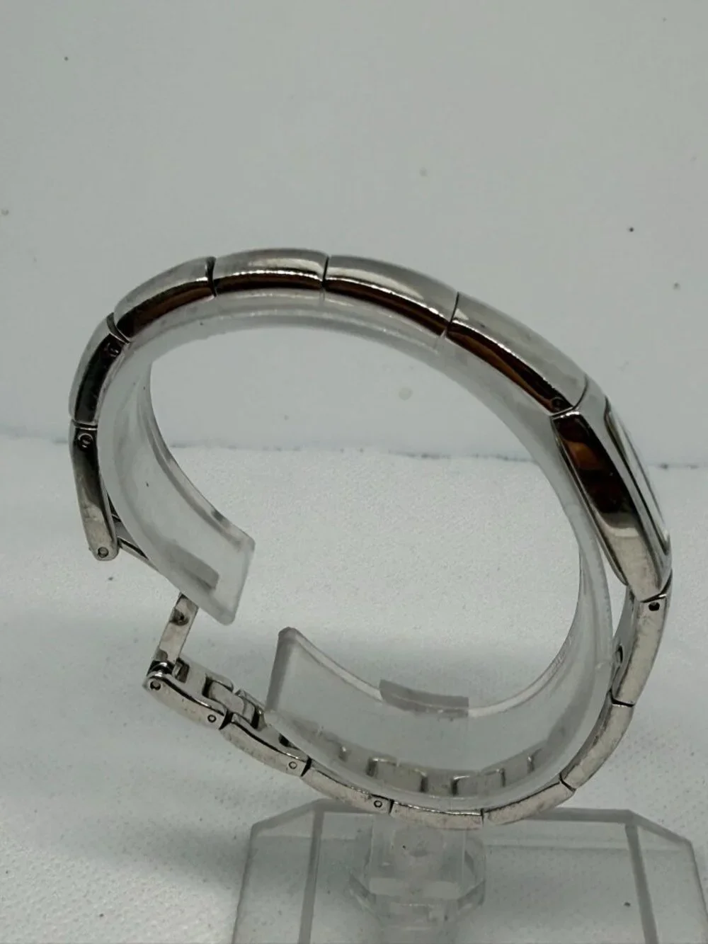 Bulova 96L98 Women's Bracelet Watch Silver-Tone Bangle Blue Sparkle Dial